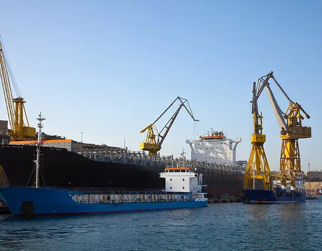 Grúa portuaria en una terminal marítima